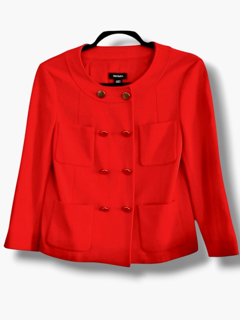 MaxMara Giaaca Jacket in Jersey Orange Red Double Breasted Size 6